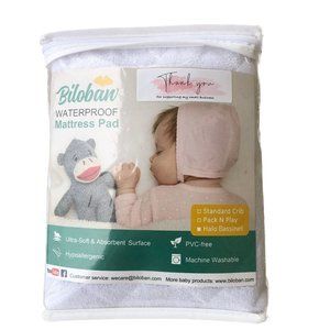 Biloban Waterproof Mattress/Bassinet Cover Standard Crib, Pack N Play, Halo Bass